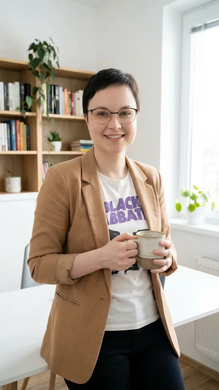 Magdalena Buraczyńska z kawą