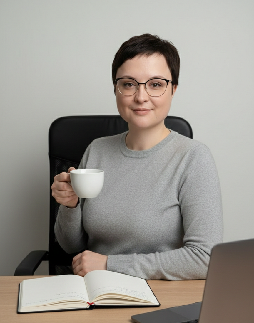 Magdalena Buraczyńska z kawą
