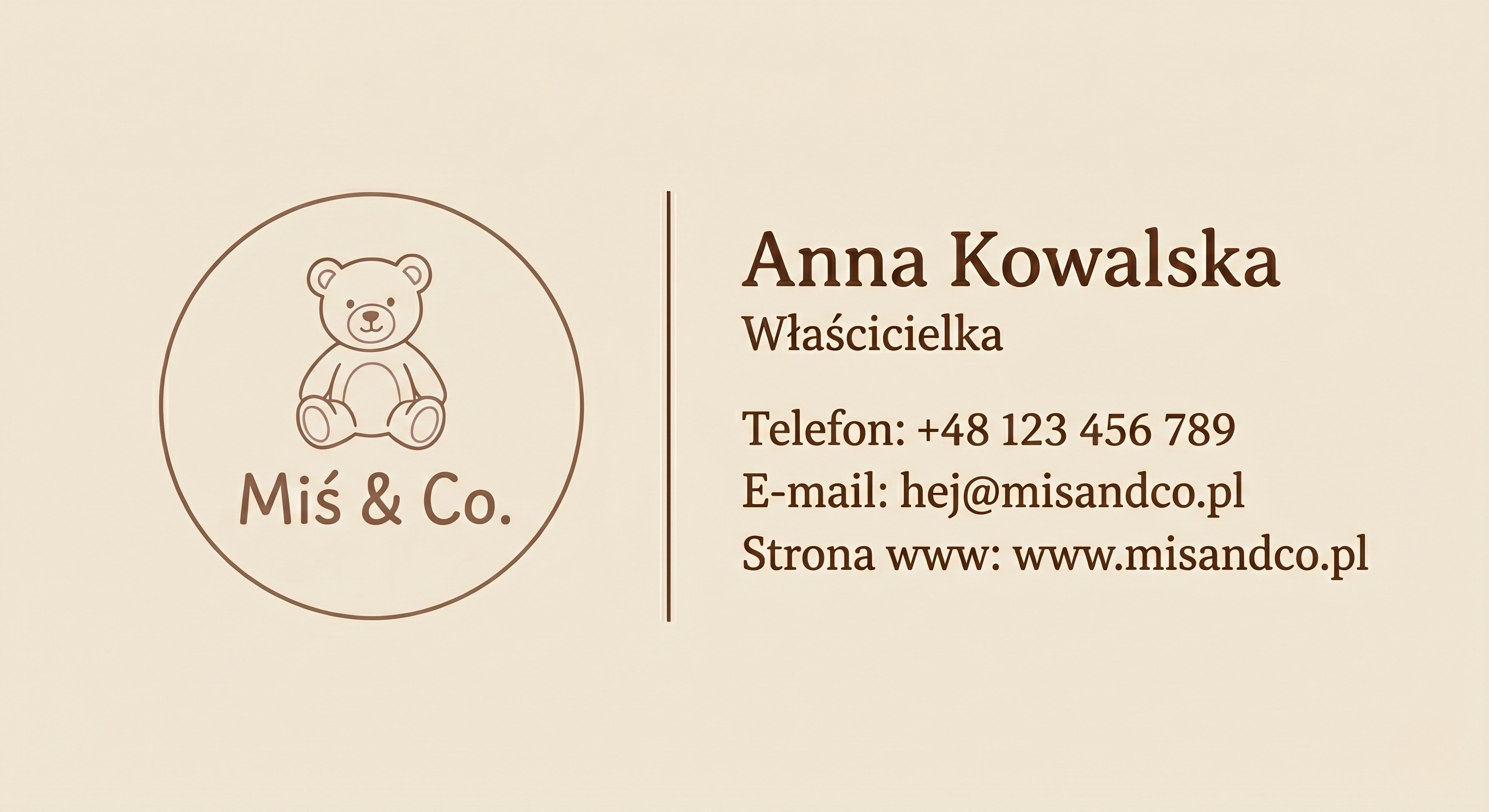 Przykładowa stopka emailowa AI – Miś & Co.